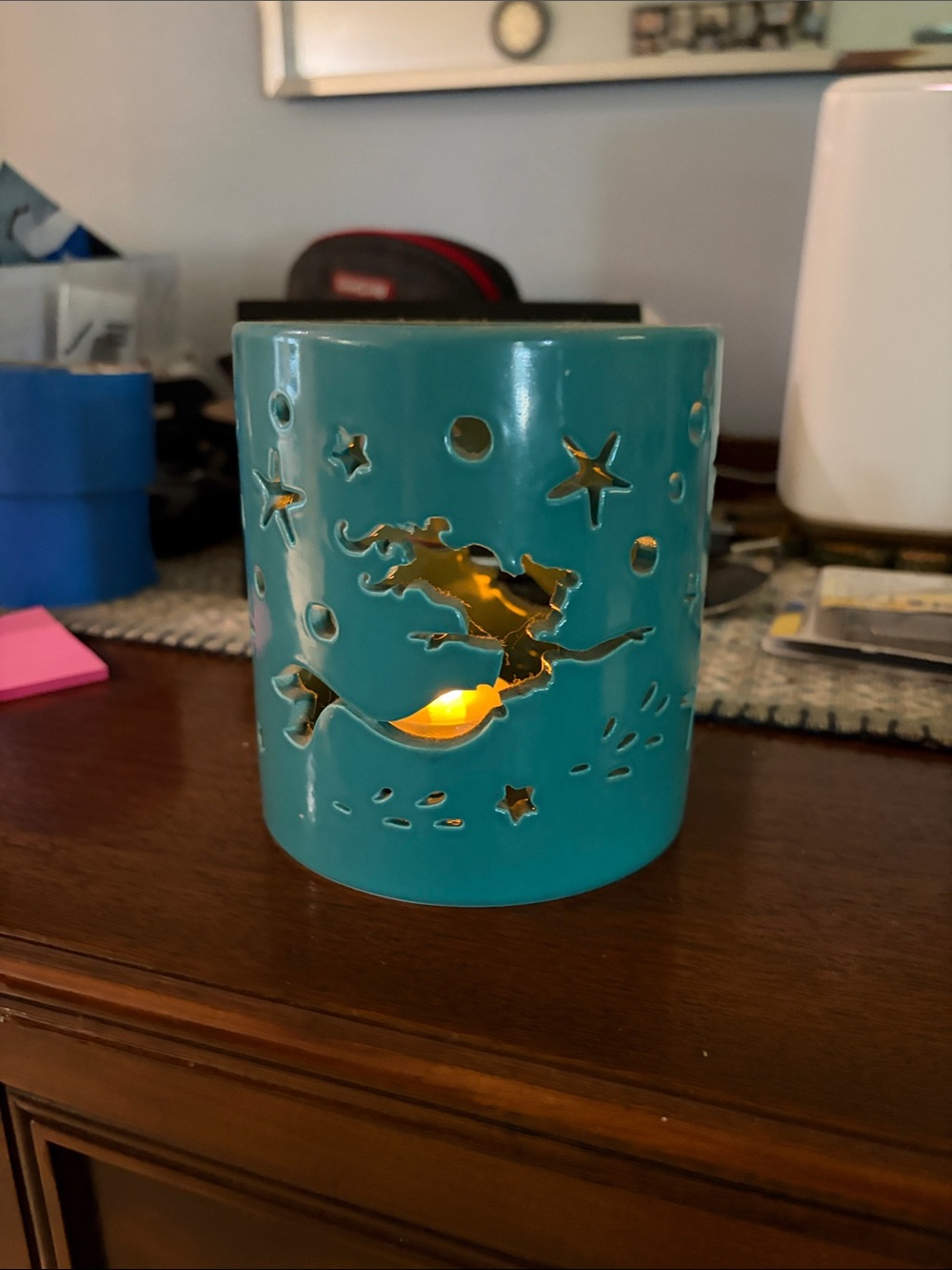 Disney little mermaid Lantern - Glowing Accent Light 4 and 3/4 tall -14 in round